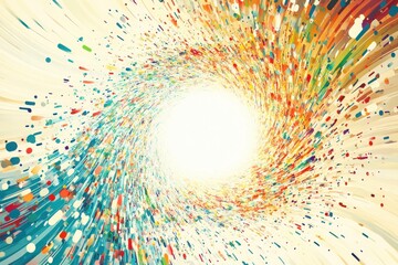 Wall Mural - a colorful swirl of paint with a white center. the swirl is full of different colors and shapes, cre