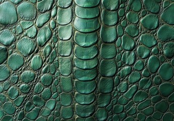 Poster - Luxurious Green Crocodile Skin Texture with Intricate Patterns and Natural Shine Suitable for Fashion and Design Projects in Various Contexts