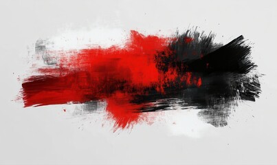 Wall Mural - a red and black brush stroke on a white background. the brush stroke is very thick and bold, and it 
