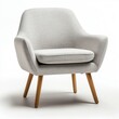 © whitestorm - A modern gray armchair with a textured fabric and wooden legs, set against a white background, blending comfort and minimalistic design for contemporary living.