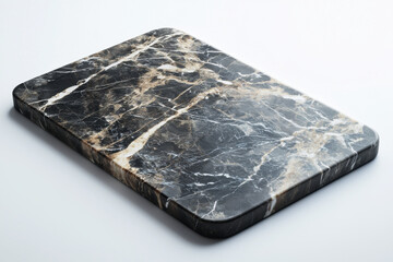 Poster - A dark marble cheese board showcasing unique veining patterns for sophisticated kitchen presentation and upscale dining experience, adding luxurious touch.