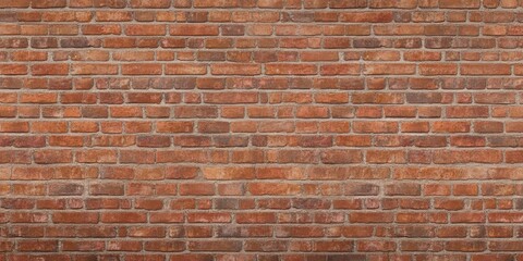 Poster - A textured red brick wall with a rustic appearance, showcasing a pattern of varying brick sizes and colors.