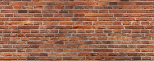 Poster - A textured red brick wall showcasing varying shades and patterns, ideal for backgrounds or construction design.
