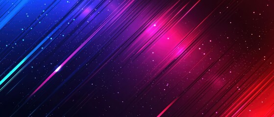 Wall Mural - abstract cosmic background with glowing lines and stars in blue, purple, and red concept of futurist
