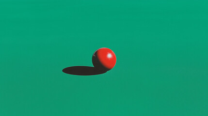 Aufkleber - Red Sphere's Shadow: A vivid red sphere casts a dramatic shadow on a smooth, gradient background, creating a minimalist yet captivating visual.