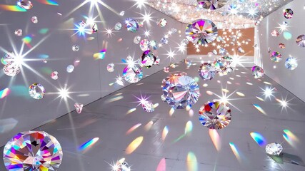 Poster - A mesmerizing installation of floating crystals transforms a minimalist gallery into an enchanting experience