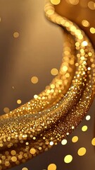 Aufkleber - A gold ribbon with glitter on it. The ribbon is long and curvy. The glitter is scattered all over the ribbon