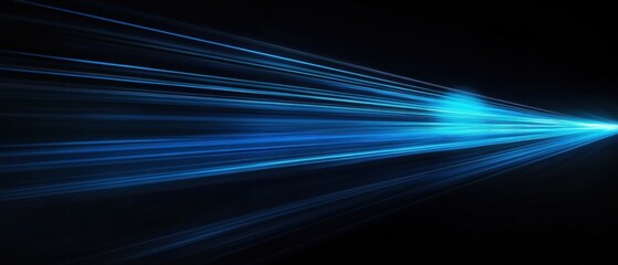Wall Mural - abstract blue light trails on black background, representing speed, technology, and futuristic energ