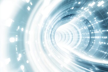 Poster - Abstract Blue Light Tunnel Digital Art Futuristic Technology Background Design Modern Bright White Speed Lines Glowing Energy Graphic Illustration web