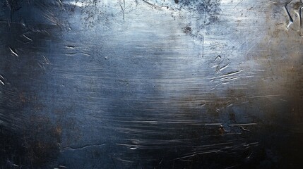 Poster - A weathered metal surface showcases intricate scratches and patterns, catching soft light in a mesmerizing display. The ambiance evokes a sense of age and history in an industrial environment