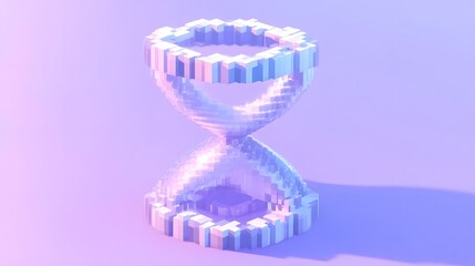 Fototapete - 3D geometric hourglass sculpture in pastel colors against a soft gradient background