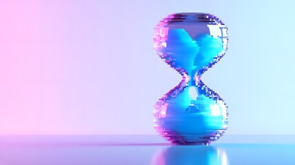 Fototapete - Abstract hourglass sculpture reflecting vibrant colors in a modern artistic setting