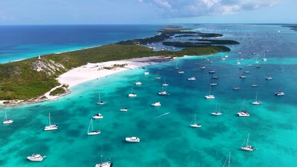 Wall Mural - aerial view of the beautiful coast of stocking island, the exumas, bahamas, with sandy beaches and t
