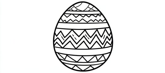 Wall Mural - black and white outline illustration of easter egg with geometric pattern for coloring book