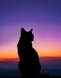 © EASY103 - シンプルな色彩グラデーションを背景に、モダンでクリーンな印象の猫のシルエット
