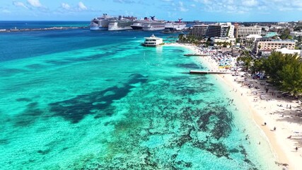 Wall Mural - aerial view of the beautiful junkanoo beach at the western esplanade next to nassau town, the bahama