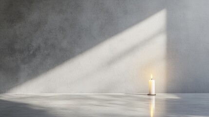 Poster - A candle is lit in a room with a white wall