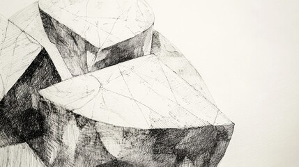 Poster - A drawing of a stone with three pieces cut out of it