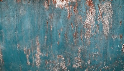Poster - weathered turquoise metal texture with rust and peeling paint, distressed industrial surface, perfect for background and design

