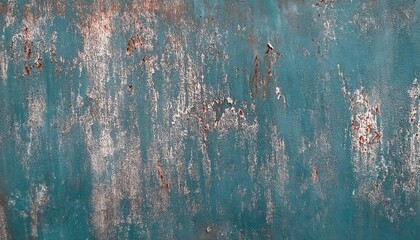 Poster - weathered turquoise metal texture with rust and peeling paint, distressed industrial surface, perfect for background and design

