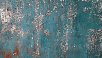 Poster - weathered turquoise metal texture with rust and peeling paint, distressed industrial surface, perfect for background and design

