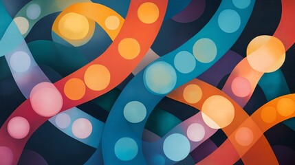 Poster - Colorful abstract design with curves and circles creating a dynamic visual pattern