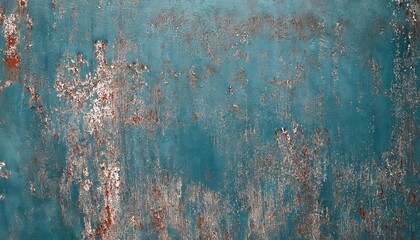 Poster - weathered turquoise metal texture with rust and peeling paint, distressed industrial surface, perfect for background and design

