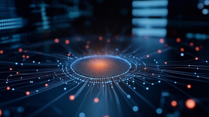 Poster - Digital network representation with glowing nodes and connections illustrating technology