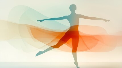 Poster - Dancer gracefully poses with flowing colors in a serene, abstract art composition