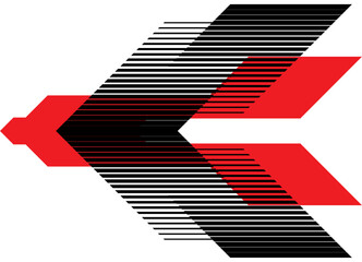 Poster - abstract vector arrow, pointer. strip for car body, boat, toy, sportswear. racing pattern. striped d
