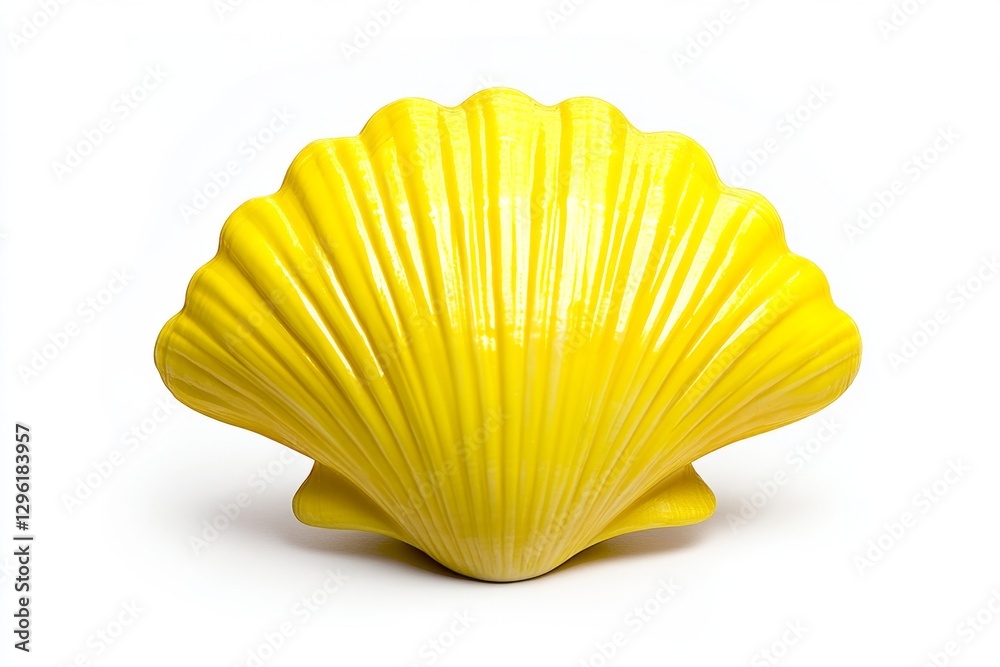 Seashell, yellow in color, clipart in the middle of a white background ...