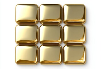 Poster - Set of golden square buttons, vector illustration, white background, no shadows, no gradient, flat design, no shading, high resolution, no sharpness, no contrast, no reflections, no reflections