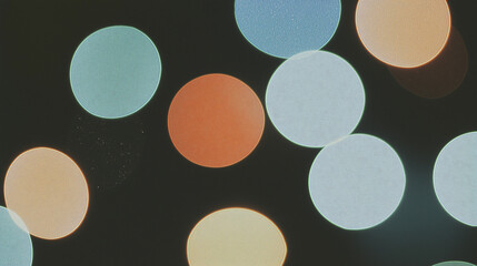 Poster - Abstract Bokeh: A captivating abstract composition featuring out-of-focus circular lights in an array of pastel colors against a dark backdrop, evoking a sense of whimsy and ethereal beauty.