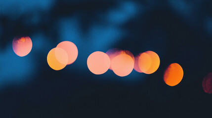 Poster - Illuminated Bokeh: A mesmerizing display of colorful bokeh lights dances against a backdrop of deep twilight, creating an abstract and visually stunning scene.