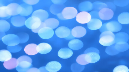 Poster - Sparkling Blue Bokeh: An abstract display of soft, blurred lights in various sizes and shapes creating a serene, ethereal ambiance. The dreamy.