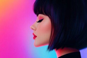 Wall Mural - the vibrant colors create an energetic atmosphere, with the focus on her silhouette against the blur
