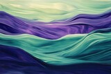 abstract jade dunes shimmer under a violet haze fluid lines ripple in glowing lilac a surreal desert scene painted with cool greens and warm purples of calm