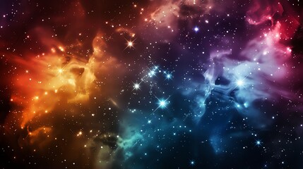 Wall Mural - an abstract view of a galaxy with nebulae in shades of blue and orange.