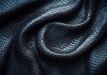 Poster - Sleek and Shiny Black Snake Skin Texture with Intricate Patterns and Luxurious Appearance for Fashion and Design Projects