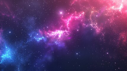 Wall Mural - an abstract view of a galaxy with nebulae in shades of pink, blue, and orange.