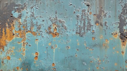 Poster - An aged surface displays intricate patterns of blue and orange, revealing layers of history with rust and wear. This unique texture suggests stories of weathering and change