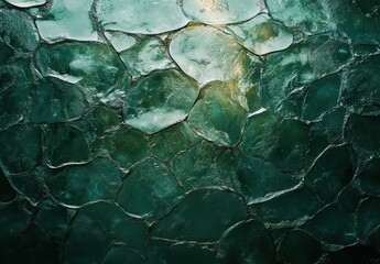 Poster - Textured Background of Broken Green Ice Segments Forming an Abstract Pattern for Use in Design and Art Projects