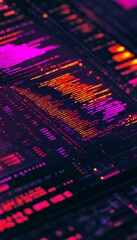 Poster - Abstract Technology Background, Multicolored Code in Sharp Lines, Bright Colors, Minimalist Style