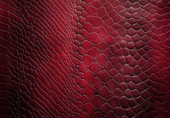 Poster - Textured Close-up of Luxurious Red Crocodile Leather with Unique Patterns and Glossy Finish Suitable for Fashion and Design Projects