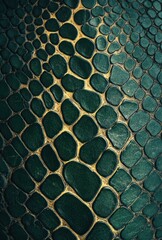 Poster - Textured Green and Gold Surface Pattern Resembling Exotic Animal Skin with Unique Natural Design Elements and Intriguing Visual Details
