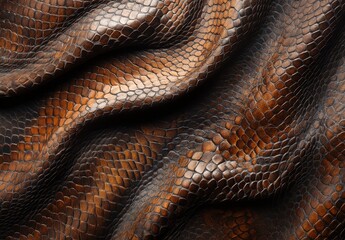 Poster - Textured reptile skin pattern showcasing rich hues of brown and intricate scales, ideal for nature-inspired design, fashion, or wildlife themes.