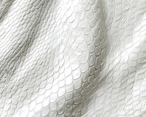 Poster - Textured White Snake Skin Background with Glossy Finish for Fashion and Design Projects Highlighting Elegance and Luxury in Fabric Materials