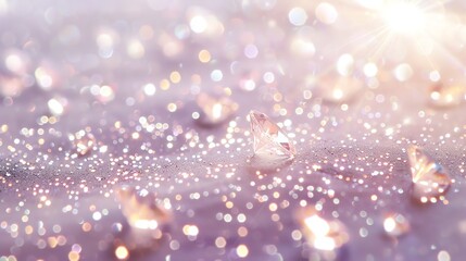 Poster - A large diamond sits on a sparkling, light pink surface.