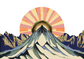 Wall Mural - png mountain art illustration nature.