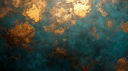  A textured abstract surface showing gold and teal color combinations